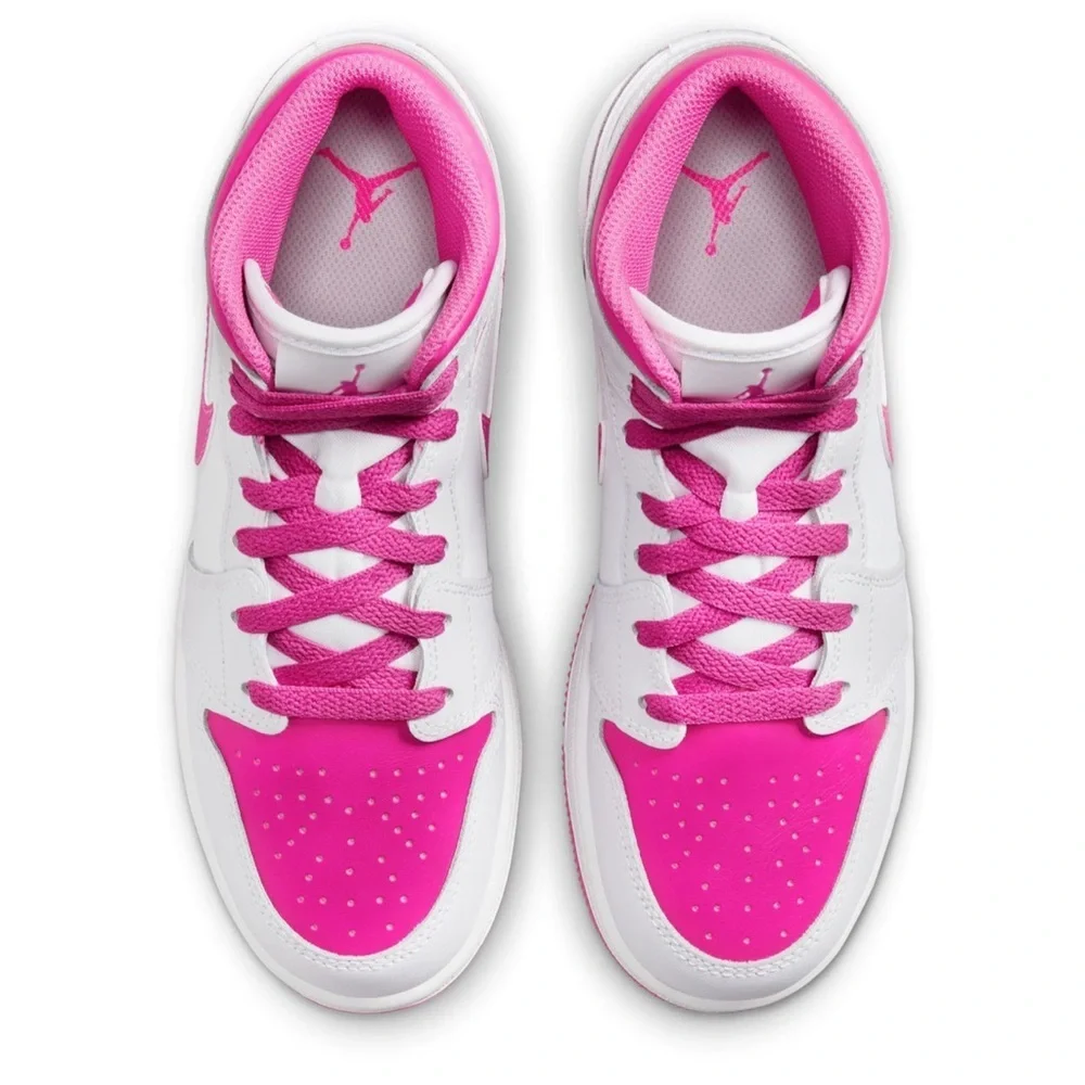JORDAN GRADE SCHOOL AIR JORDAN 1 MID Girls – Iris Whisper/Fire Pink-white